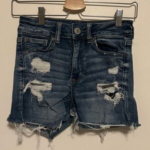 American Eagle Outfitters Blue Distressed Jean Shorts